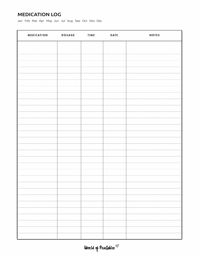 Medication Log 8 Of The Best Templates World Of Printables