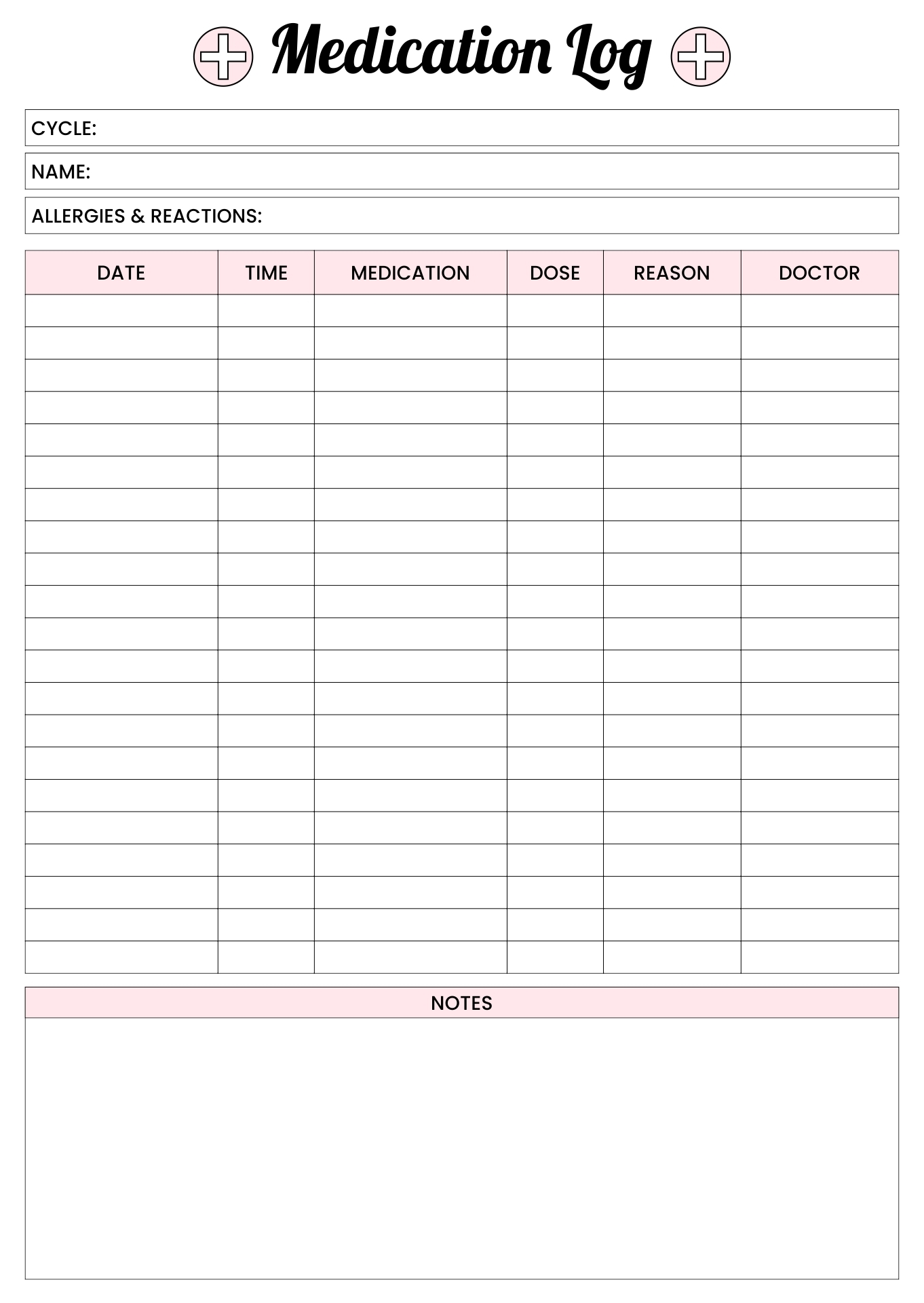 Medication Sheet 10 Free PDF Printables Printablee