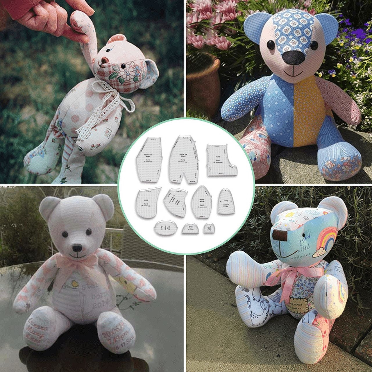 Melody Memory Bear Sewing Pattern Memory And Autograph Bear Plush Animal Sewing Pattern Kit Memory Bear Template Ruler Set 10 PCS With 