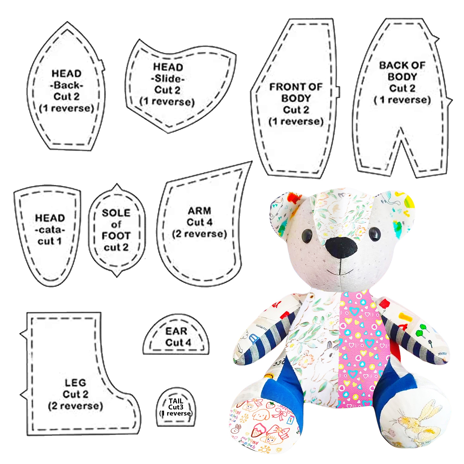 Memory Bear Sewing Set DIY Template Pattern Kit With Instructions 10 PCS 10 Inch Acrylic Patterns For Christmas Gifts Amazon co uk Home U0026 