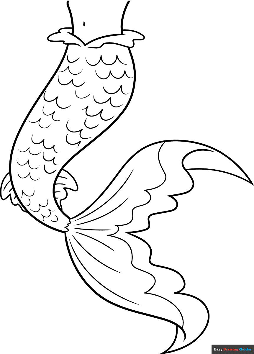 Mermaid Tail Coloring Page Easy Drawing Guides