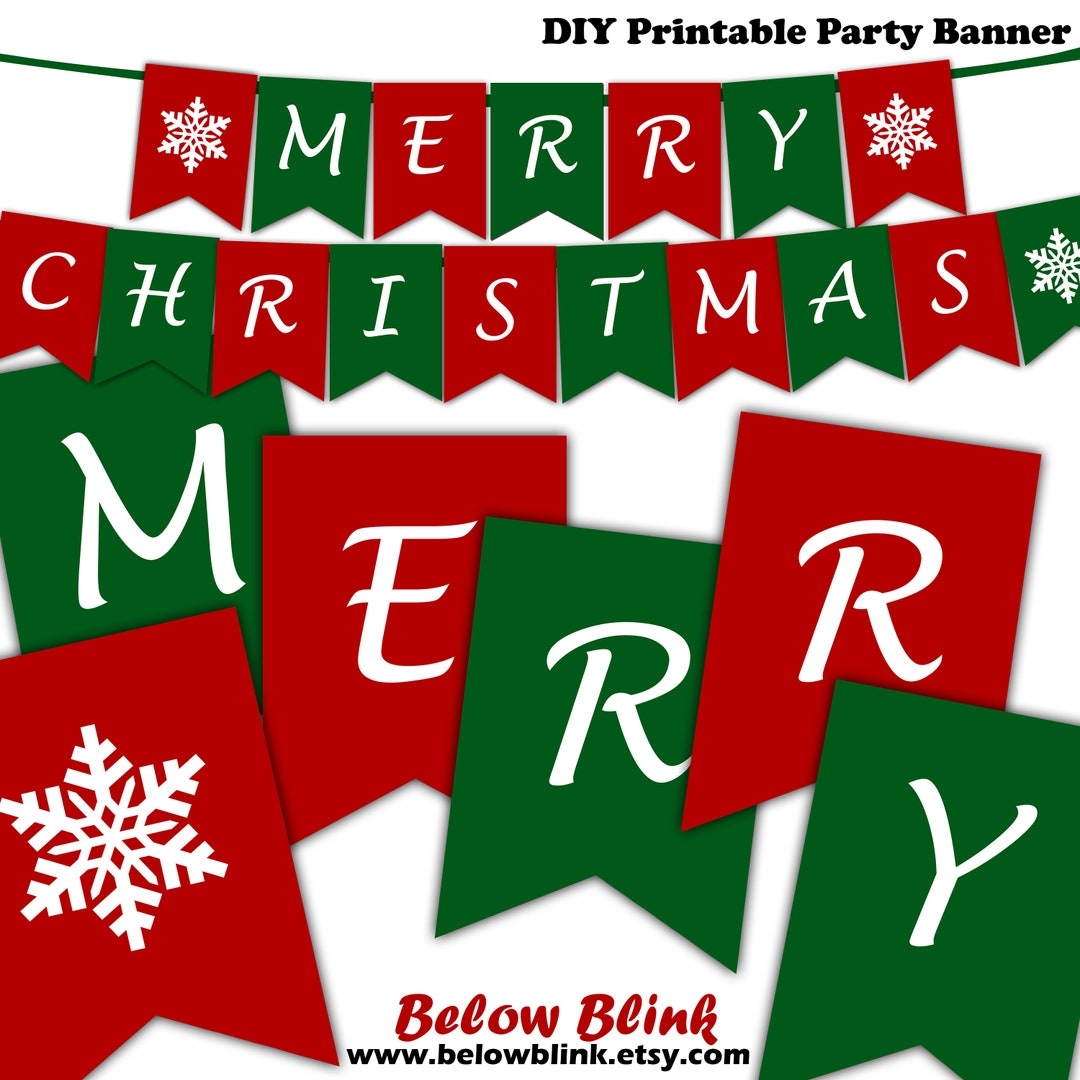 Merry Christmas Banner Printable Christmas Banner Snowflake Banner Photography Prop Banner Christmas Decor Instant Download DP661 Etsy