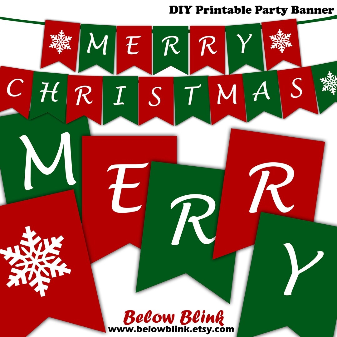 Merry Christmas Banner Printable Christmas Banner Snowflake Banner Photography Prop Banner Christmas Decor Instant Download DP661 Etsy