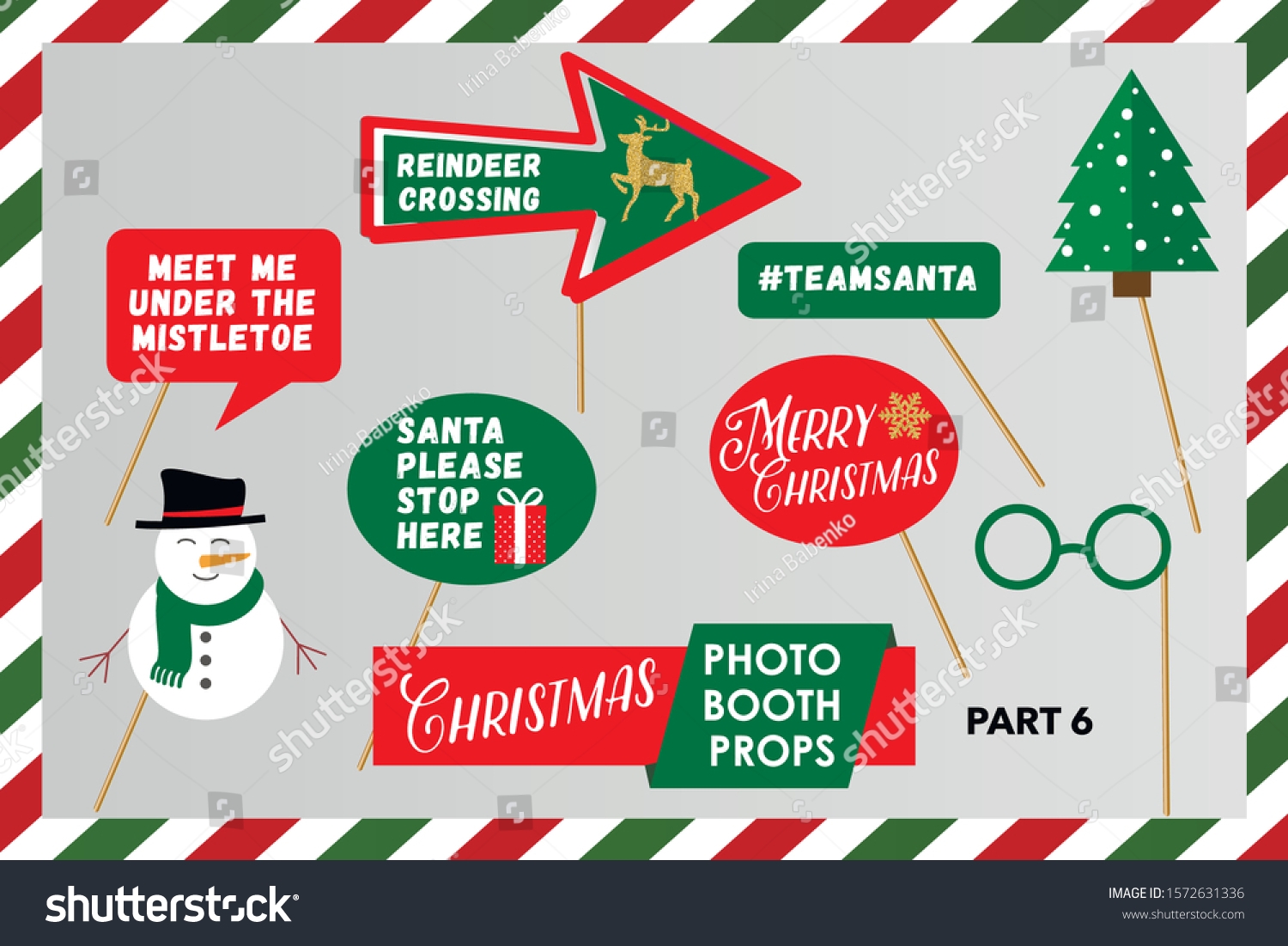 Merry Christmas Photo Booth Printable Props Stock Vector Royalty Free 1572631336 Shutterstock