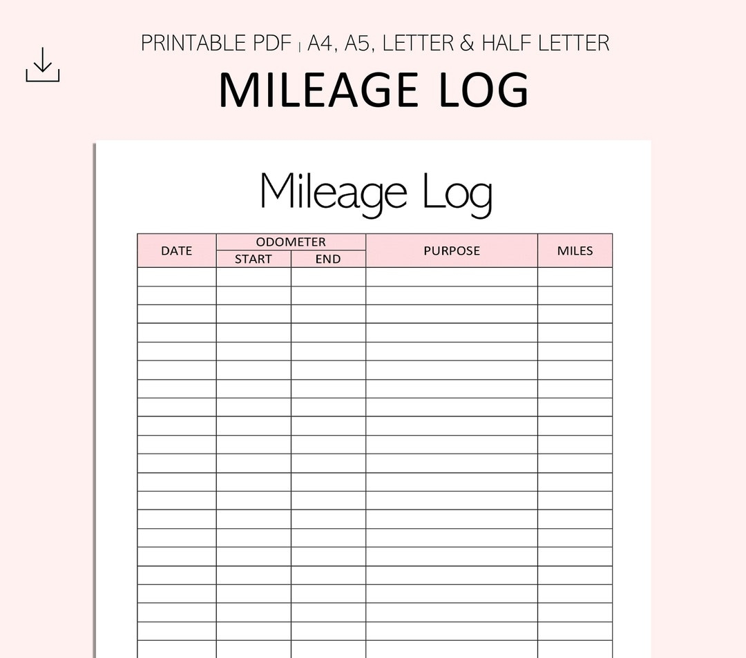 Free Printable Mileage Log Pdf