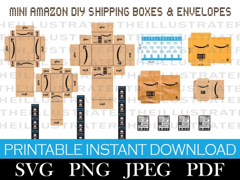 Mini Amazon Boxes U0026 Envelope Template Mini Template Mini Printable Amazon Envelope Box DIY Paper Dollhouse Miniature