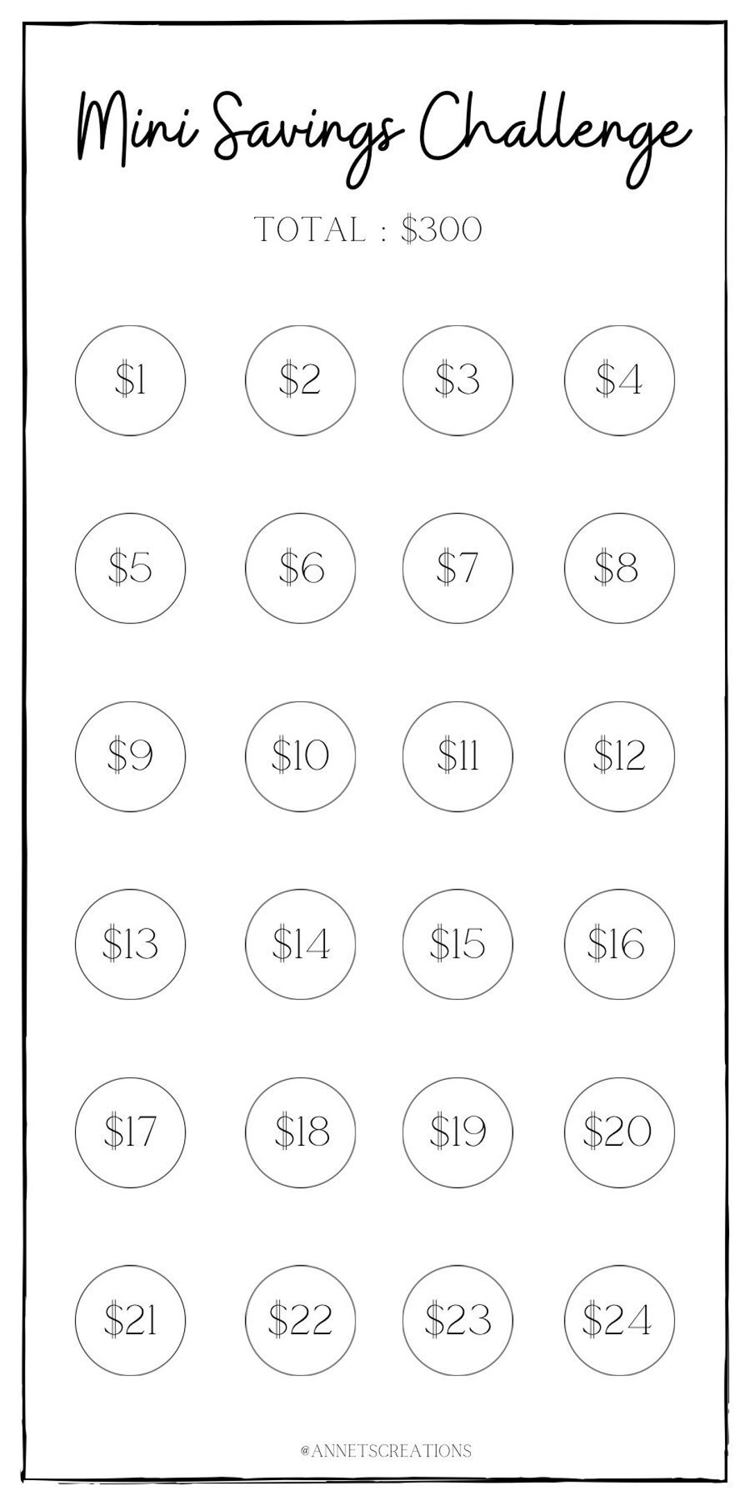 Mini Savings Challenge Save 300 Challenge Digital Download Cash Stuffing Etsy