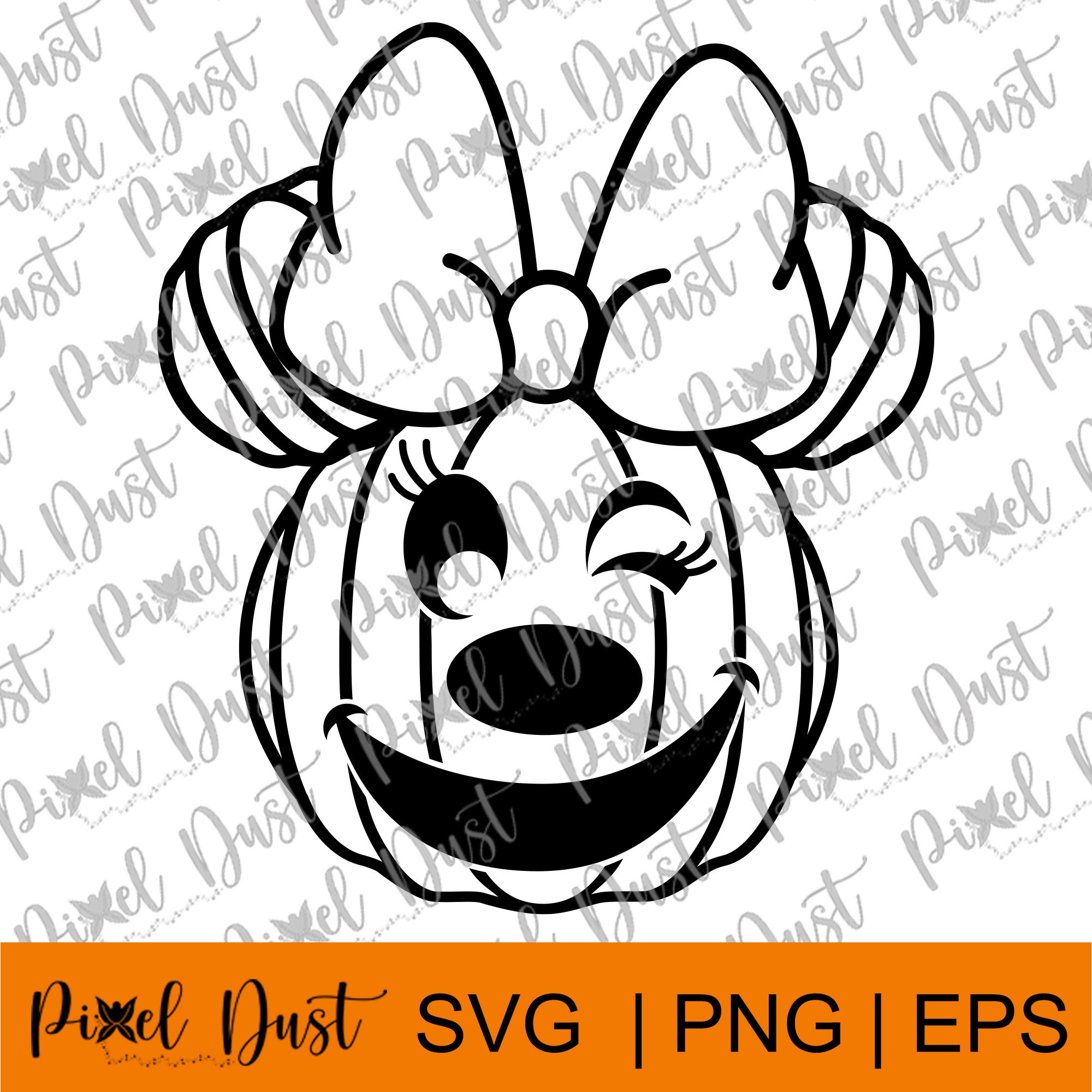 Minnie Mouse Halloween Pumpkin Winking Face SVG EPS PNG Cricut Ready Instant Download Etsy
