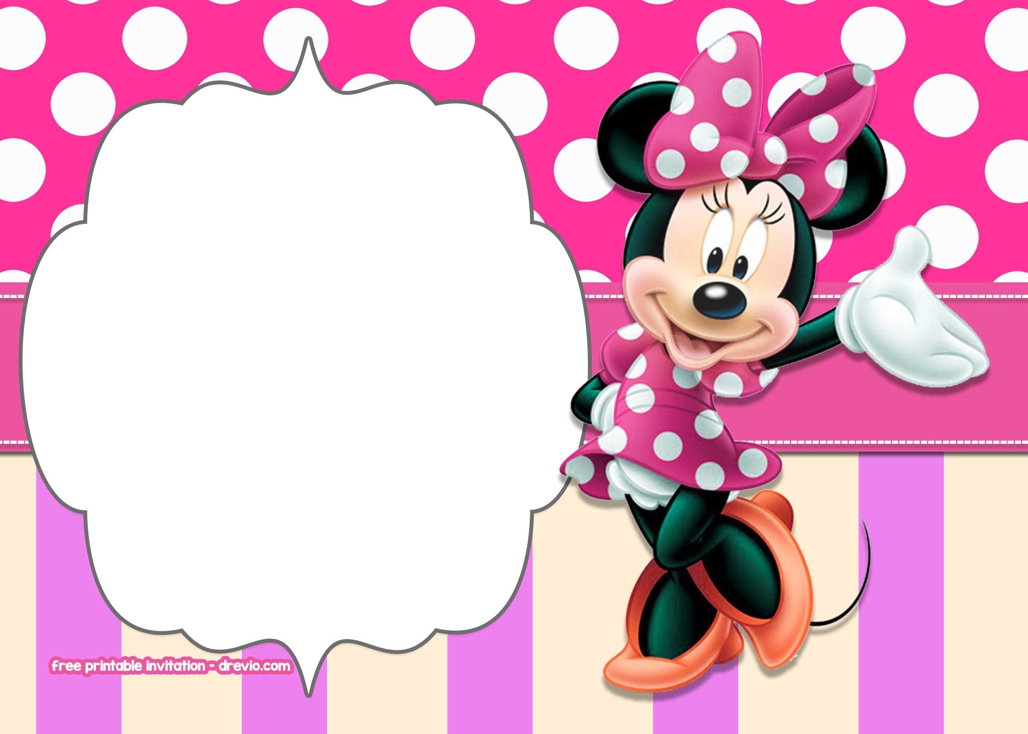 Minnie Mouse Polkadot FREE Printable Invitation Templates