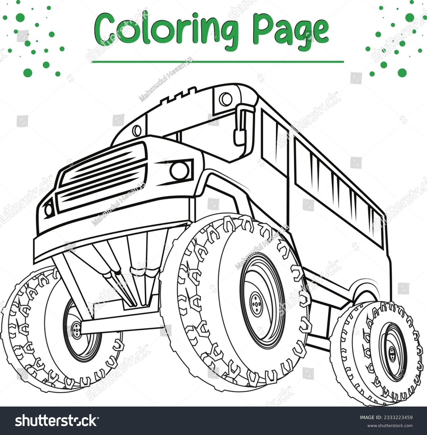Monster Truck Coloring Page Printable Monster Stock Vector Royalty Free 2333223459 Shutterstock