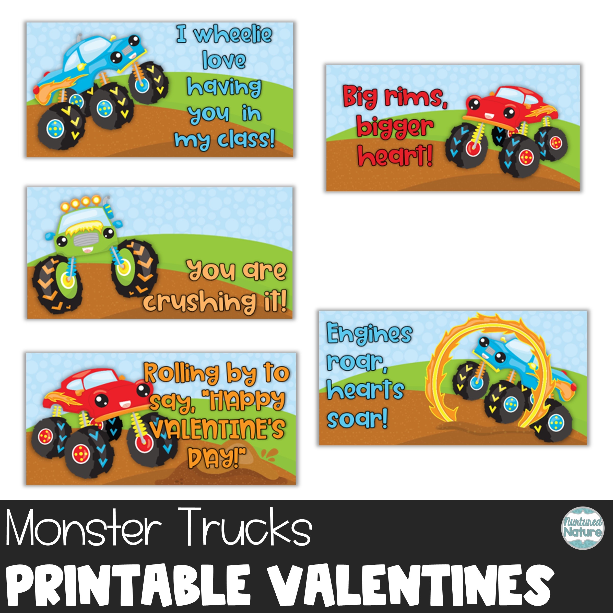 Monster Truck Printable Valentine s Day Cards For Students Made 