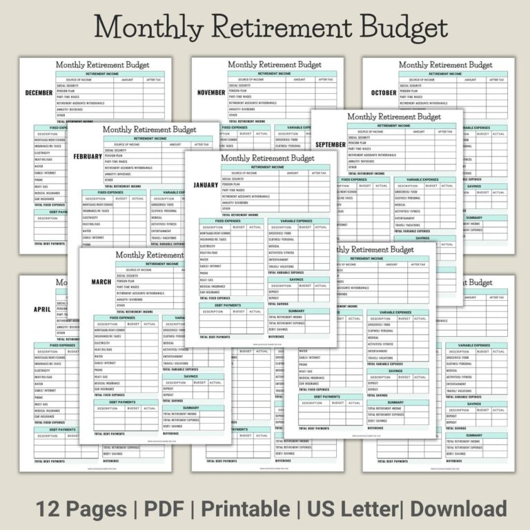 Monthly Retirement Budget Retirement Budget Retirement Planning Digital Retirement Budget Retirement Expenses Retirement Planner Etsy