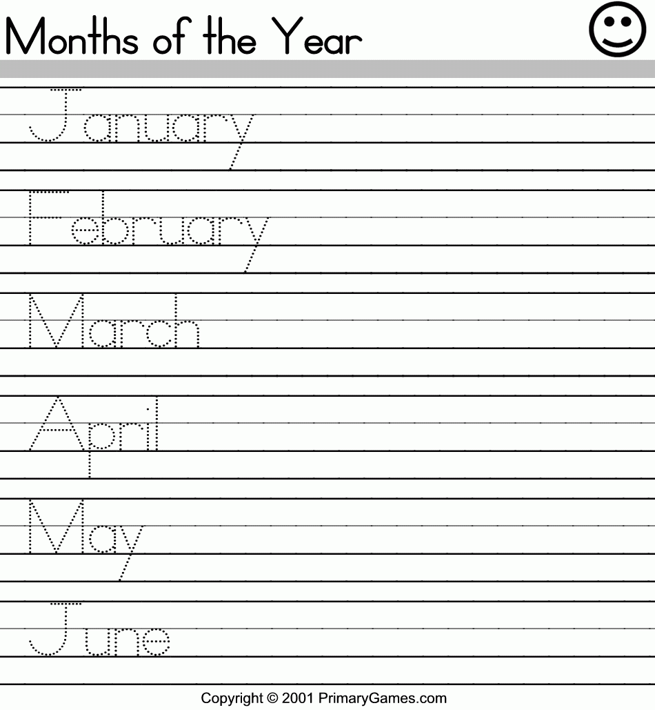 Free Months Of The Year Printable