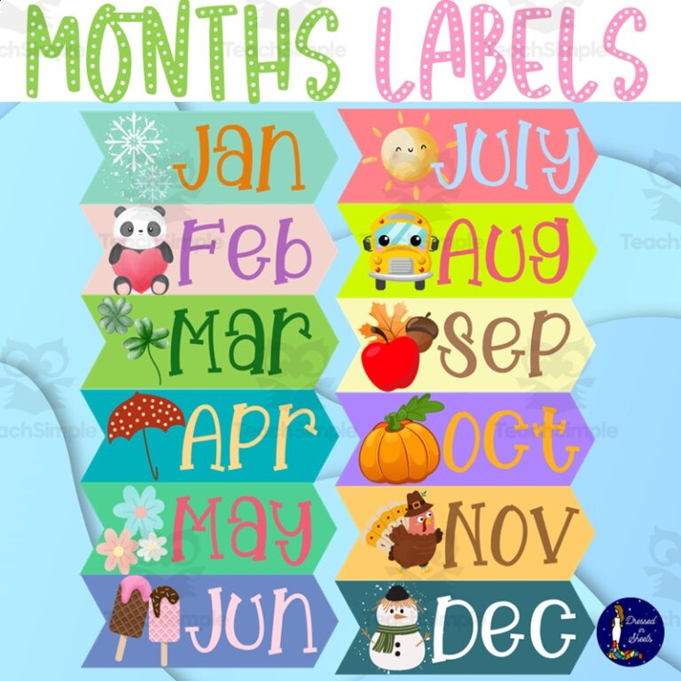 Months Of The Year Printable Labels
