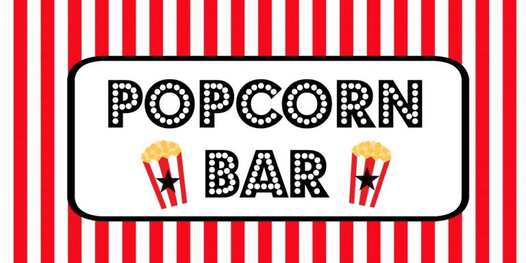 Movie Night Party Popcorn Bar Free Printable Food Labels Worksheets Library
