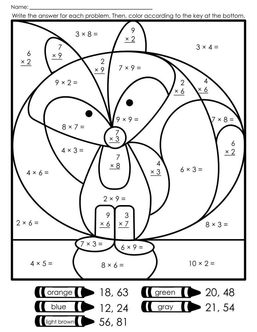 Multiplication Color By Number Free Printables Worksheets Library