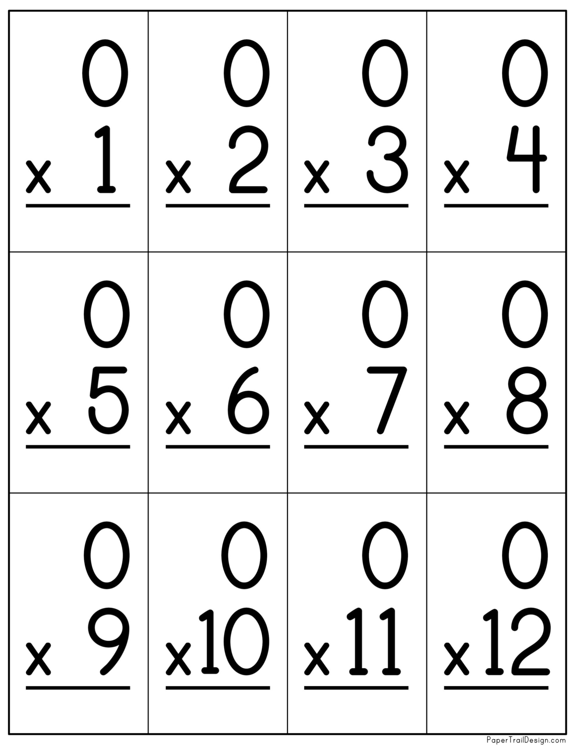 Multiplication Flash Cards Printable Paper Trail Design