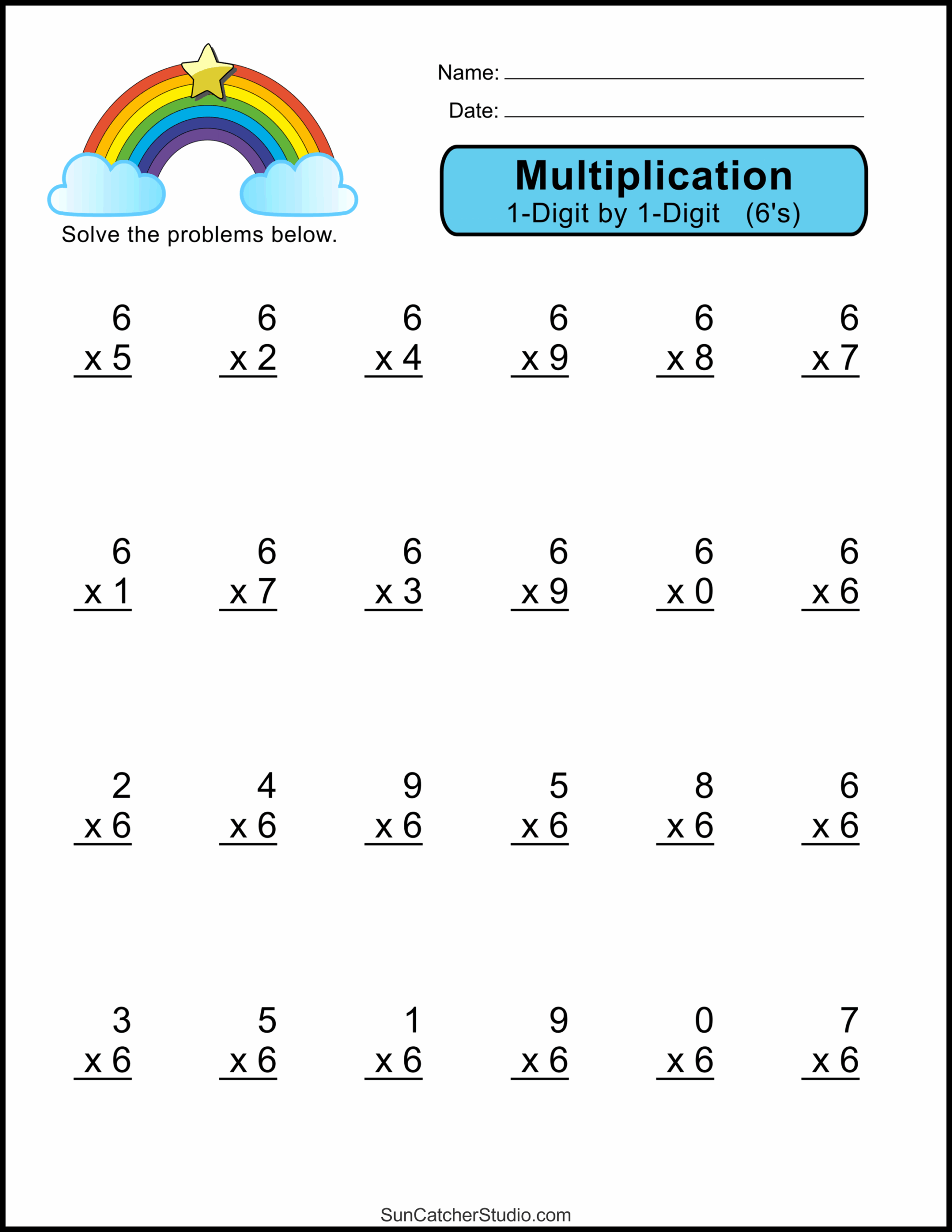 Multiplication Worksheets One Digit Math Drills Free 