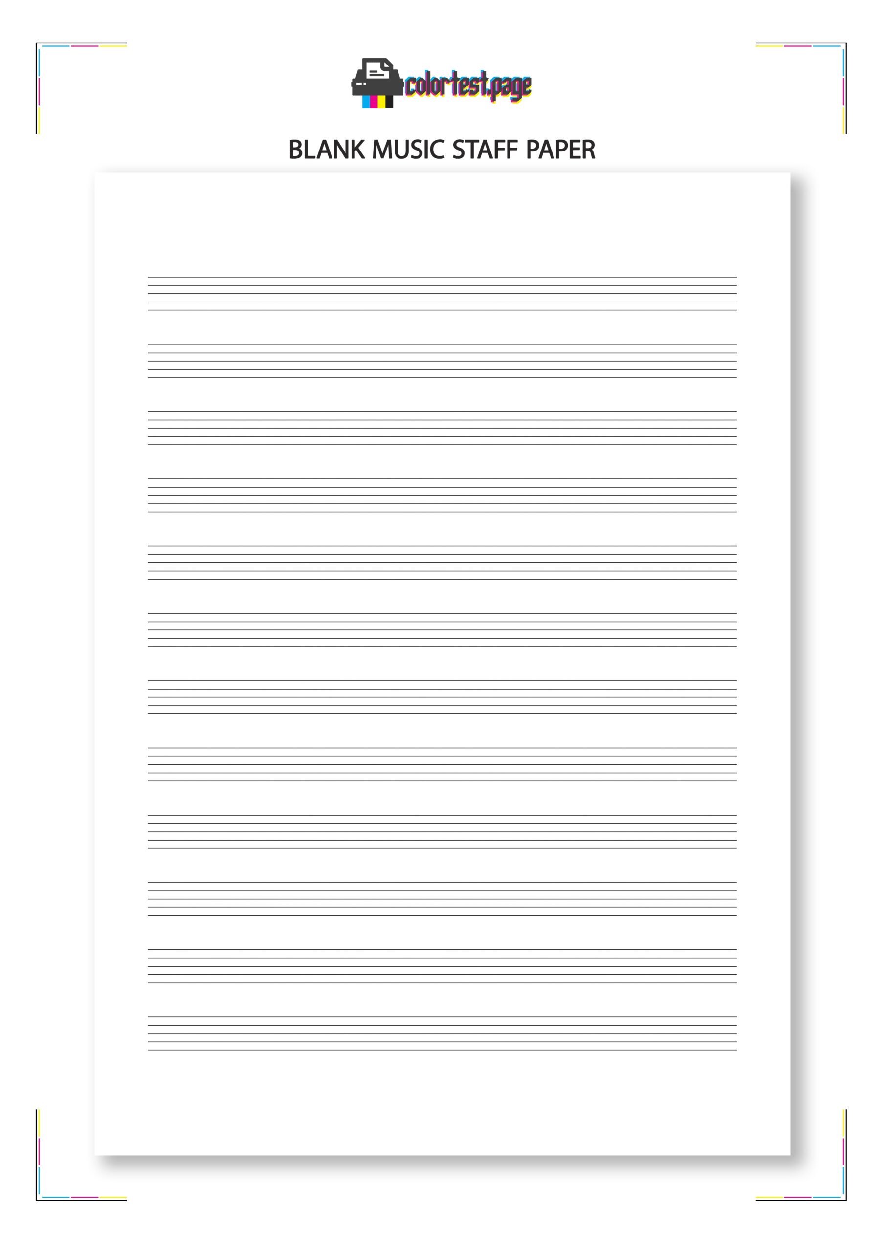Music Staff Paper PDF Color Test Page
