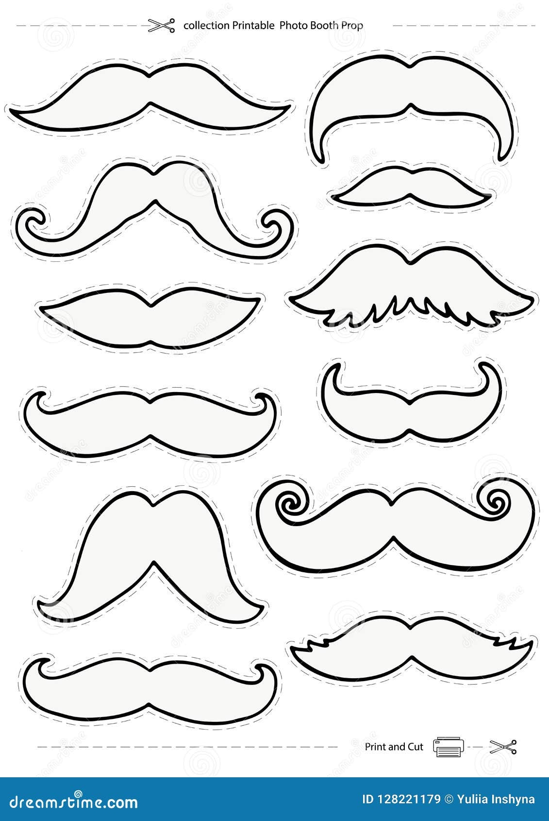 Mustaches Set Collection Printable Photo Booth Prop Stock Vector Illustration Of Cute Collection 128221179