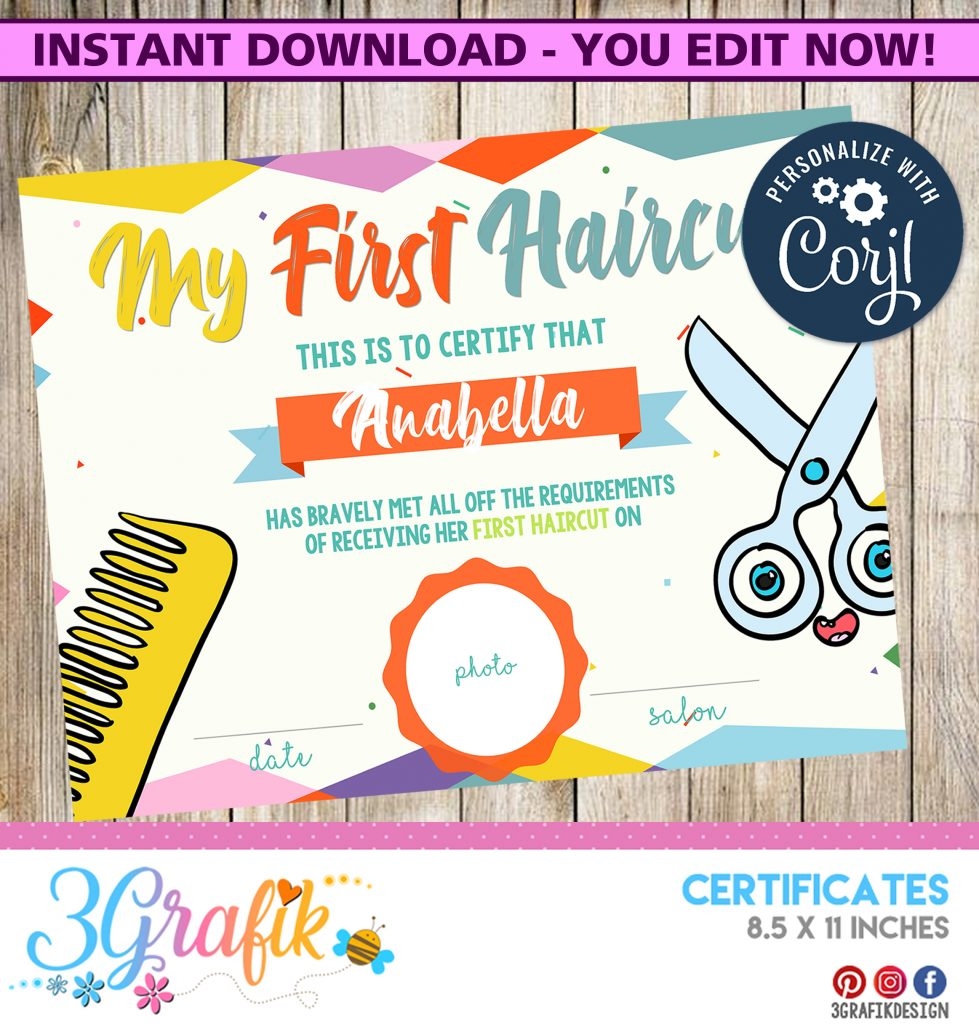  My First Haircut Orange Certificate Party Supplies 3grafik