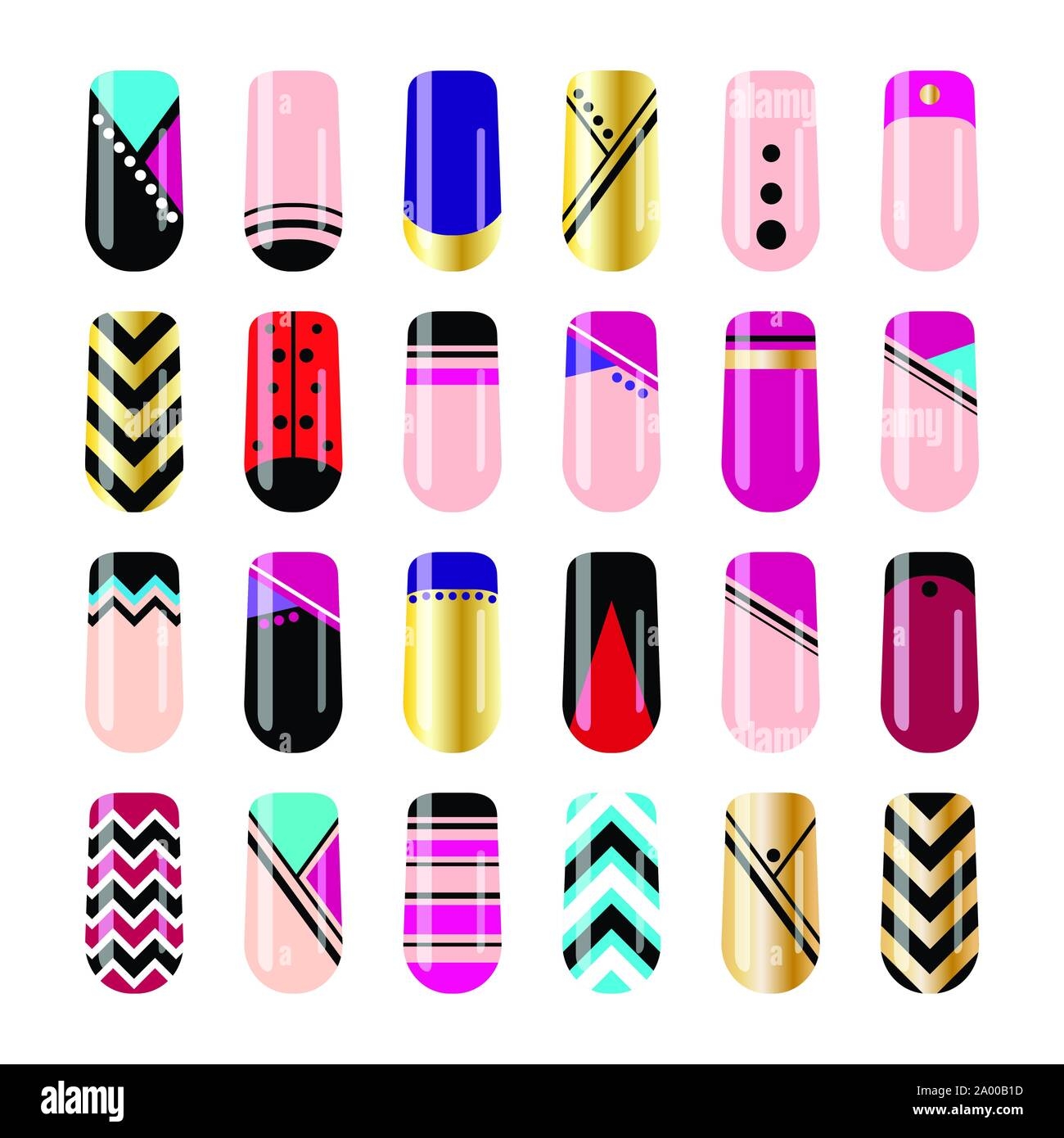 Nail Art Design Geometric Nail Stickers Template Stock Vector Image U0026 Art Alamy