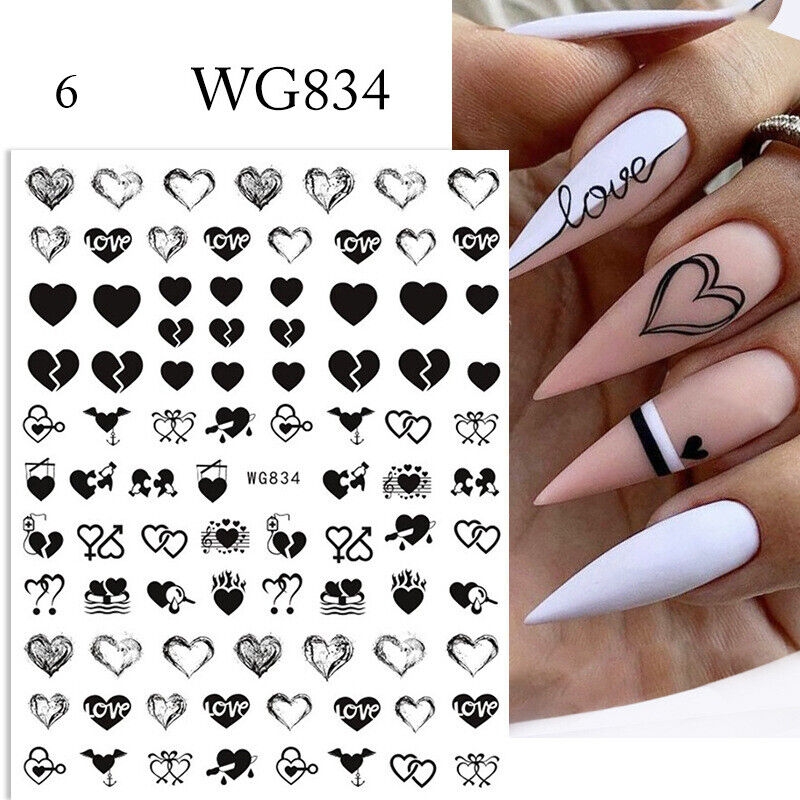 Nails Stickers Art Decals Tips 3D Self Adhesive Valentines Day Worksheets Library