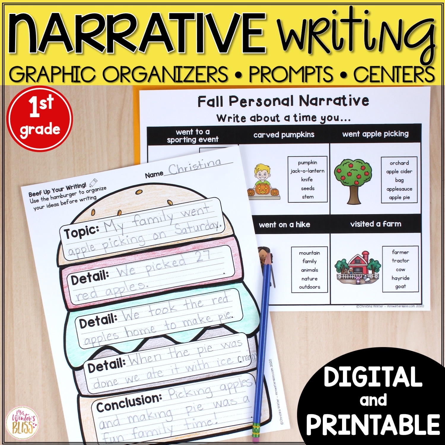 Narrative Writing Prompts And Graphic Organizers Printable U0026 Digital 1st Grade Lead In Literacy Resources For Kindergarten 1st U0026 2nd Grade