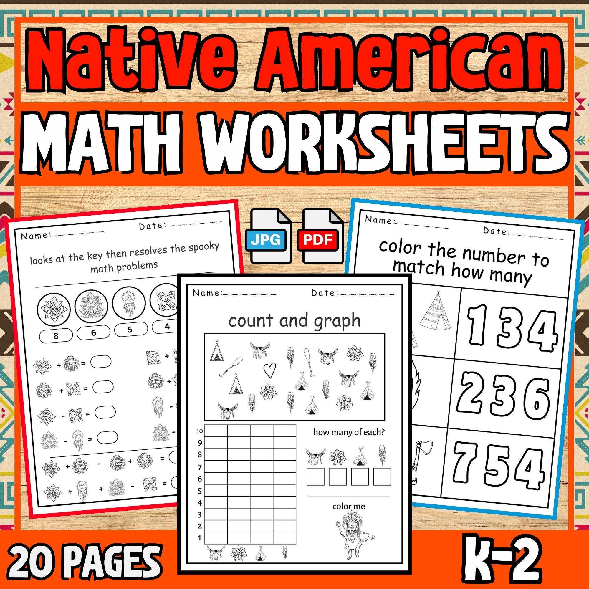 Native American Heritage Month Math Worksheets November Activities K 2 Teacha 