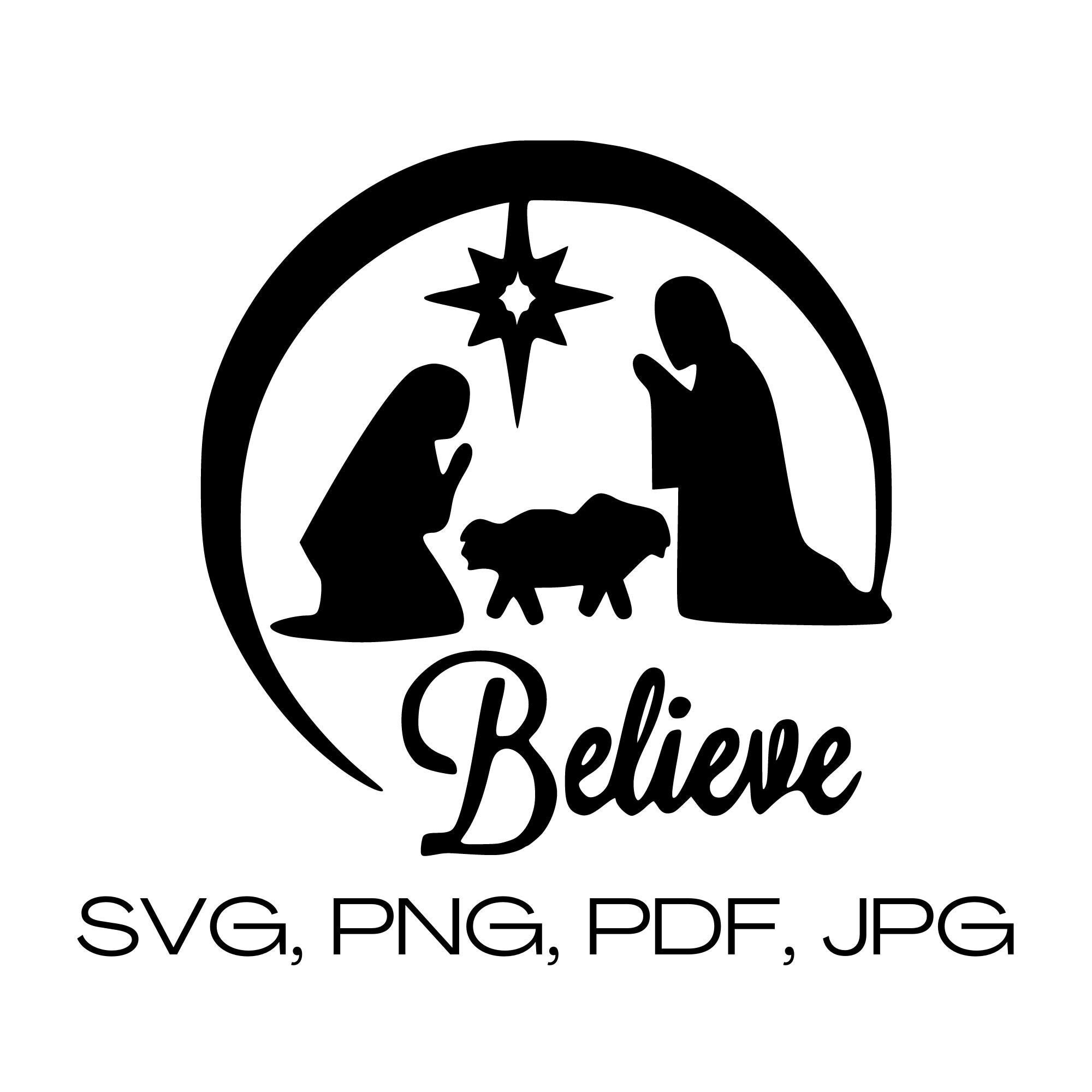 Nativity Scene Svg Outline Instant Digital Download Nativity 