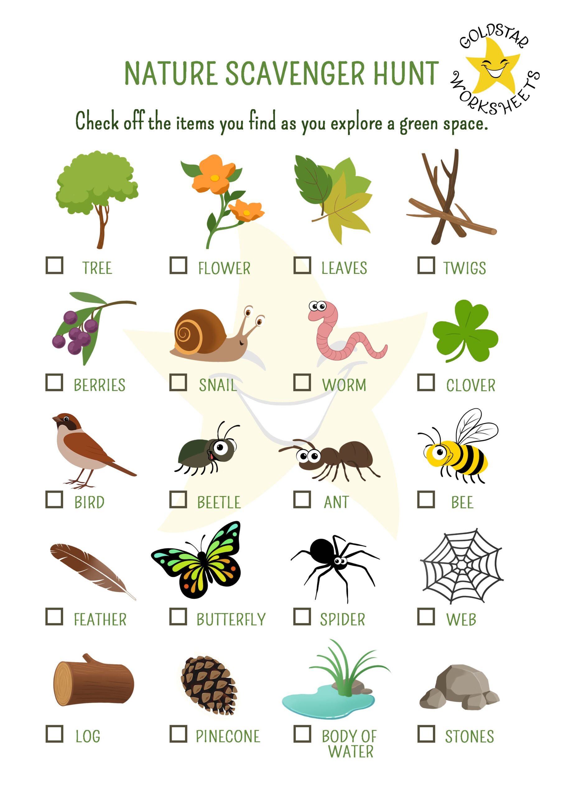 Nature Scavenger Hunt Printable Free