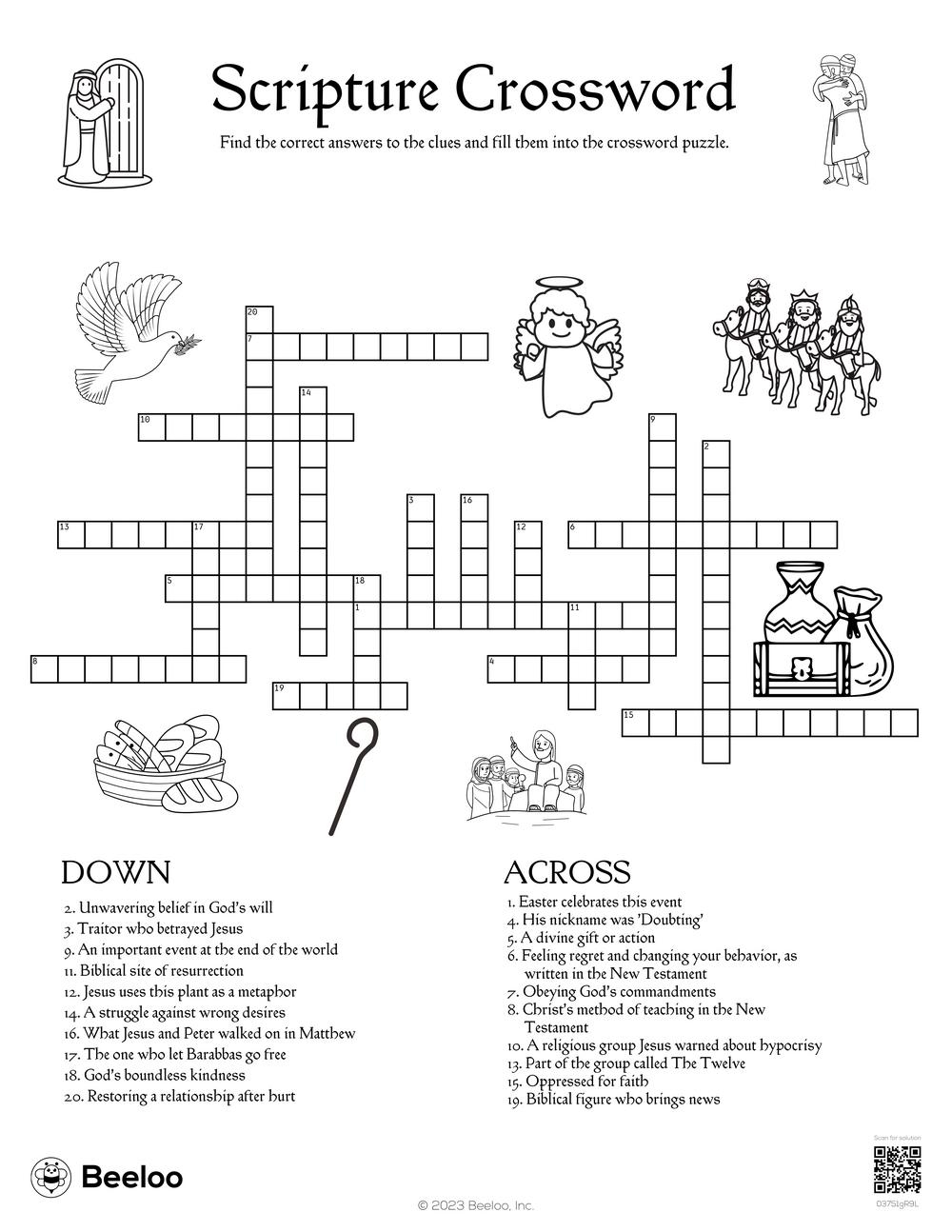 New Testament themed Crossword Puzzles Beeloo Printable Crafts Worksheets Library