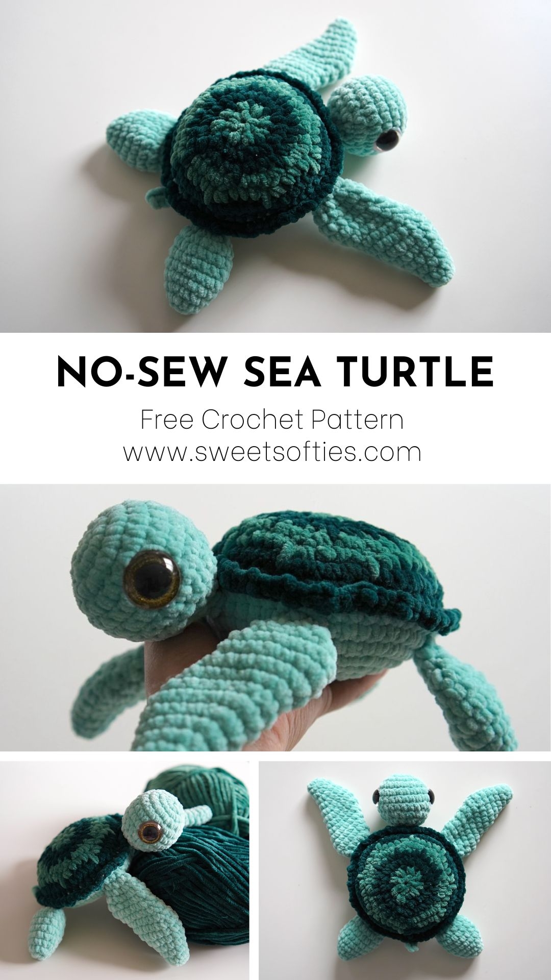 No Sew Sea Turtle Free Amigurumi Crochet Pattern Sweet Softies