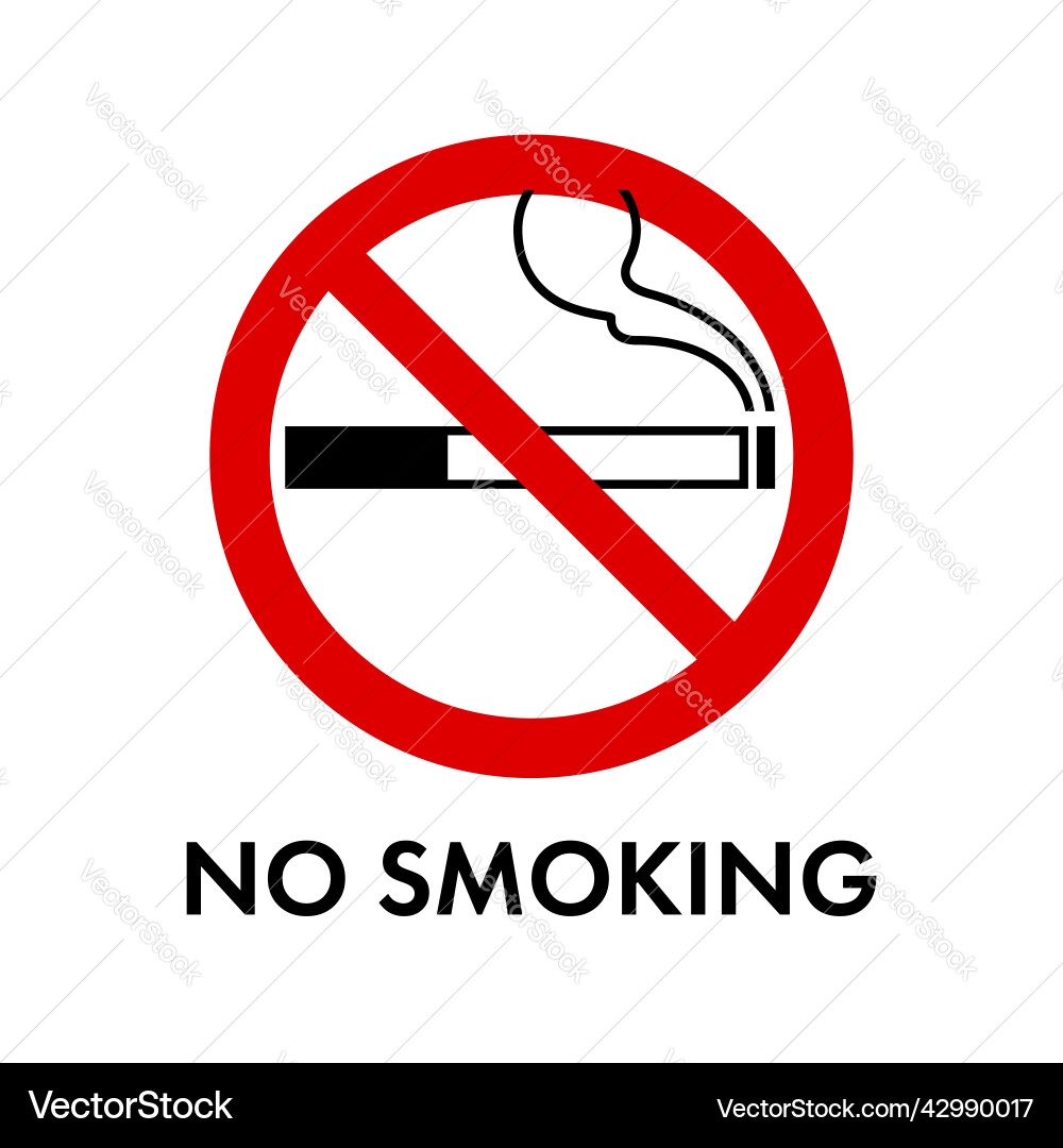 No Smoking Prohibition Sign Printable Royalty Free Vector