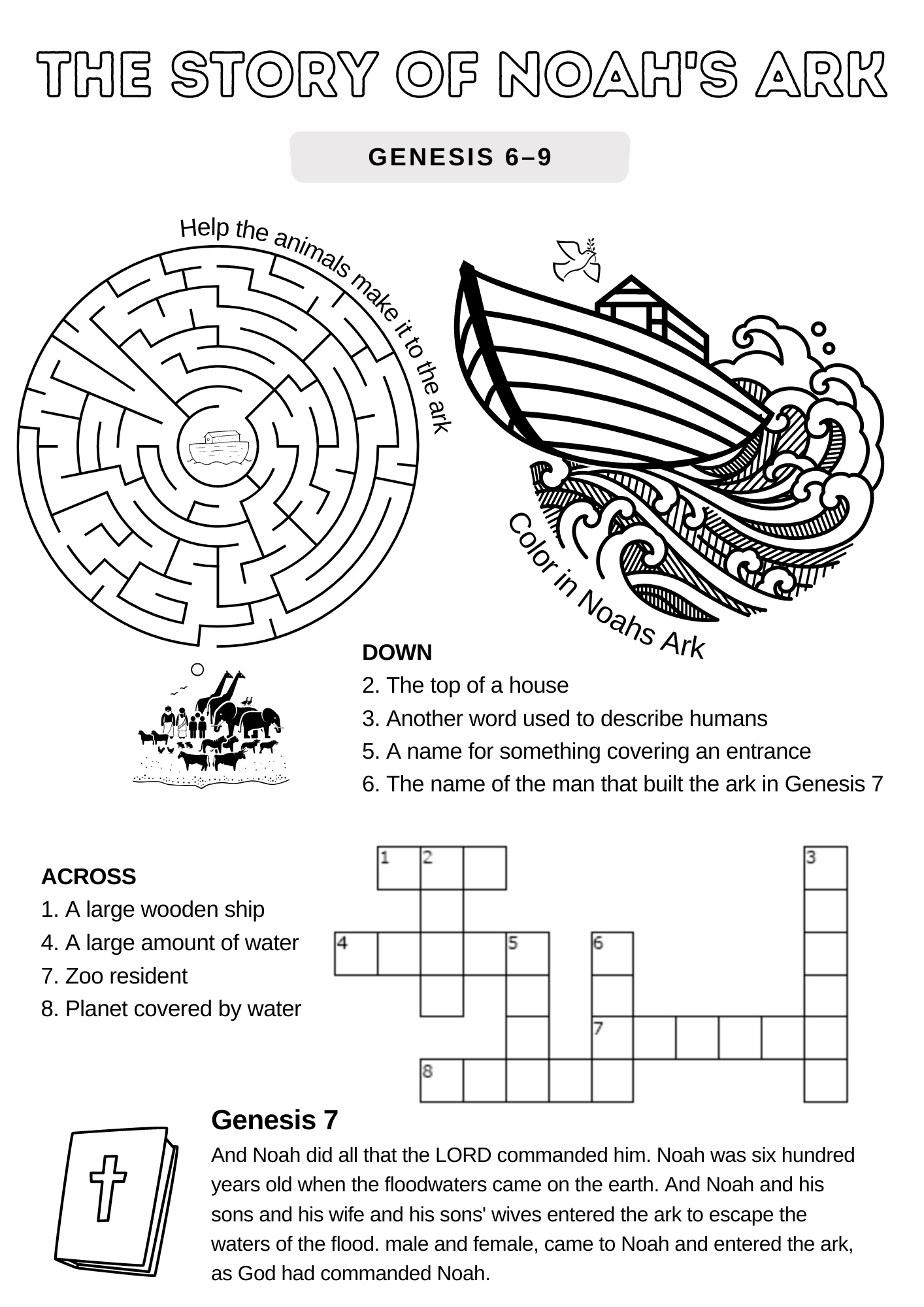 Noahs Ark Multi Worksheet Activity Pack 8 Activities Free 