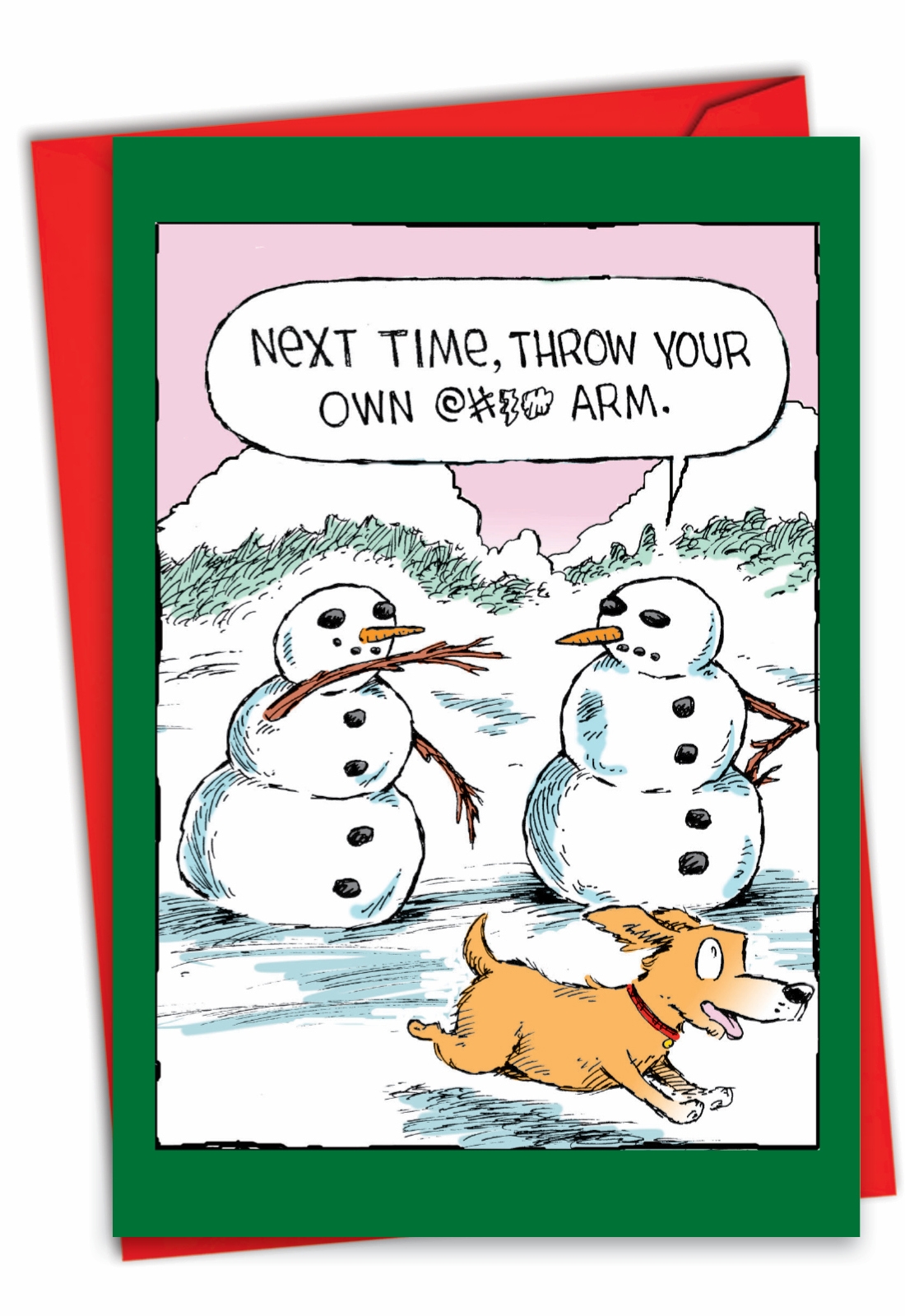 Nobleworks 1 Funny Christmas Card With Envelope Snowman Arm C4336XSG