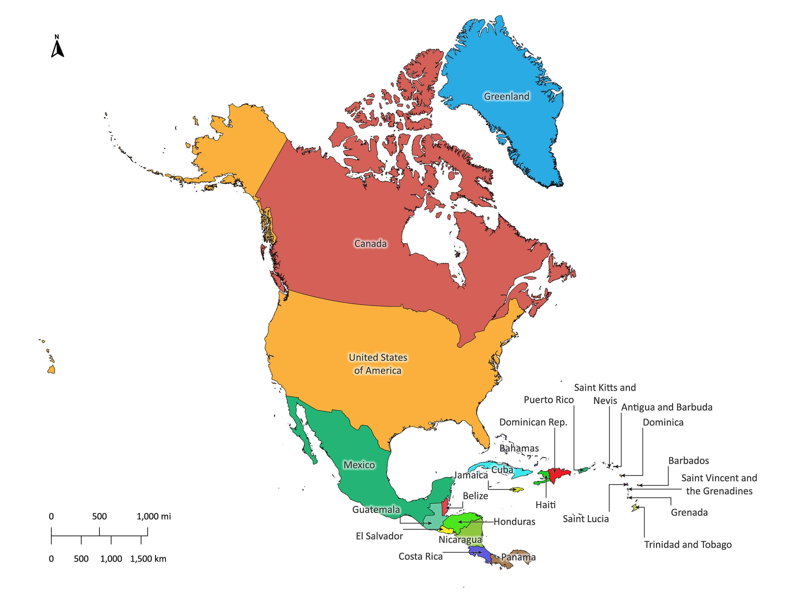 Map Of North America Printable Free