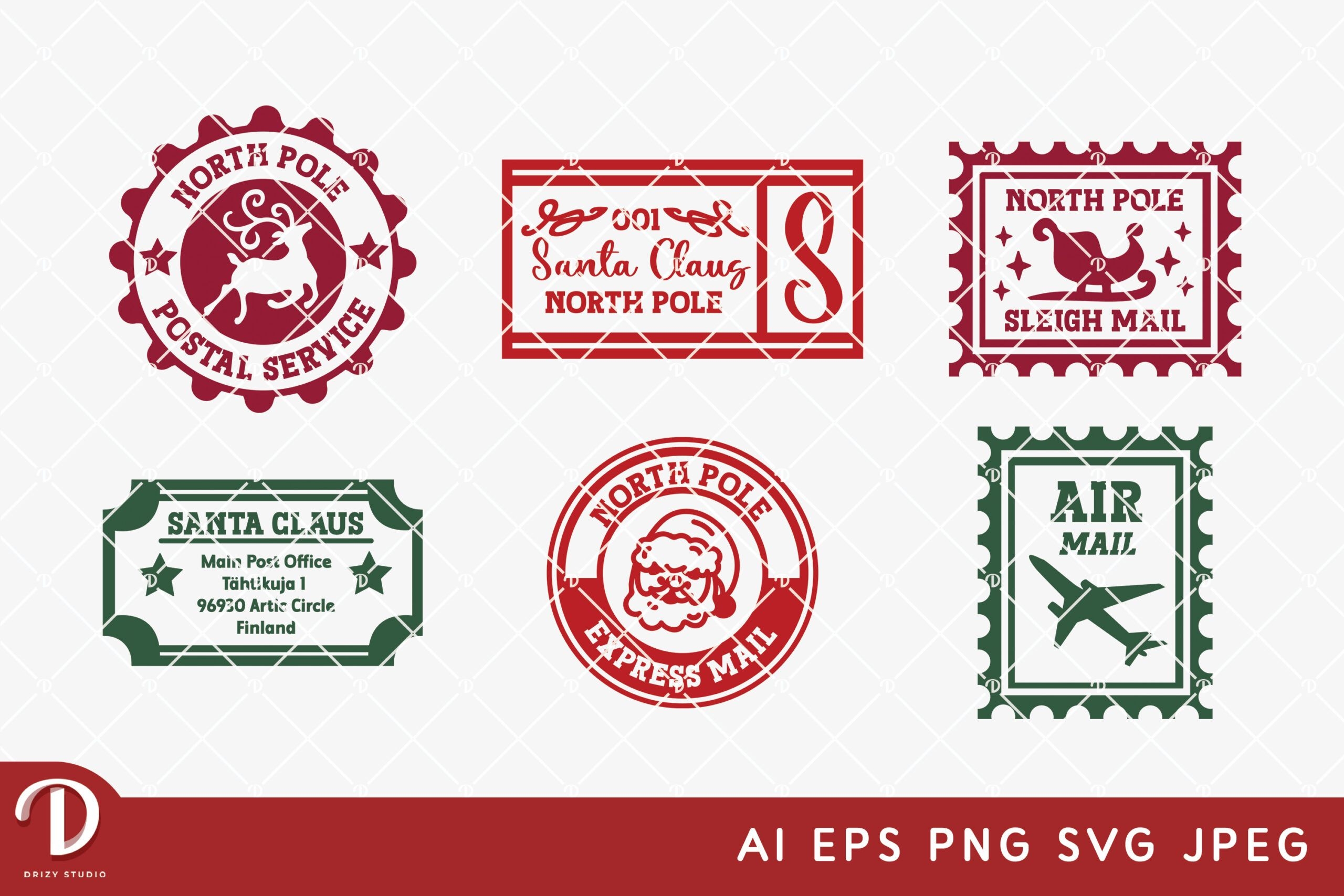 North Pole Express Christmas Stamp SVG Drizy Studio