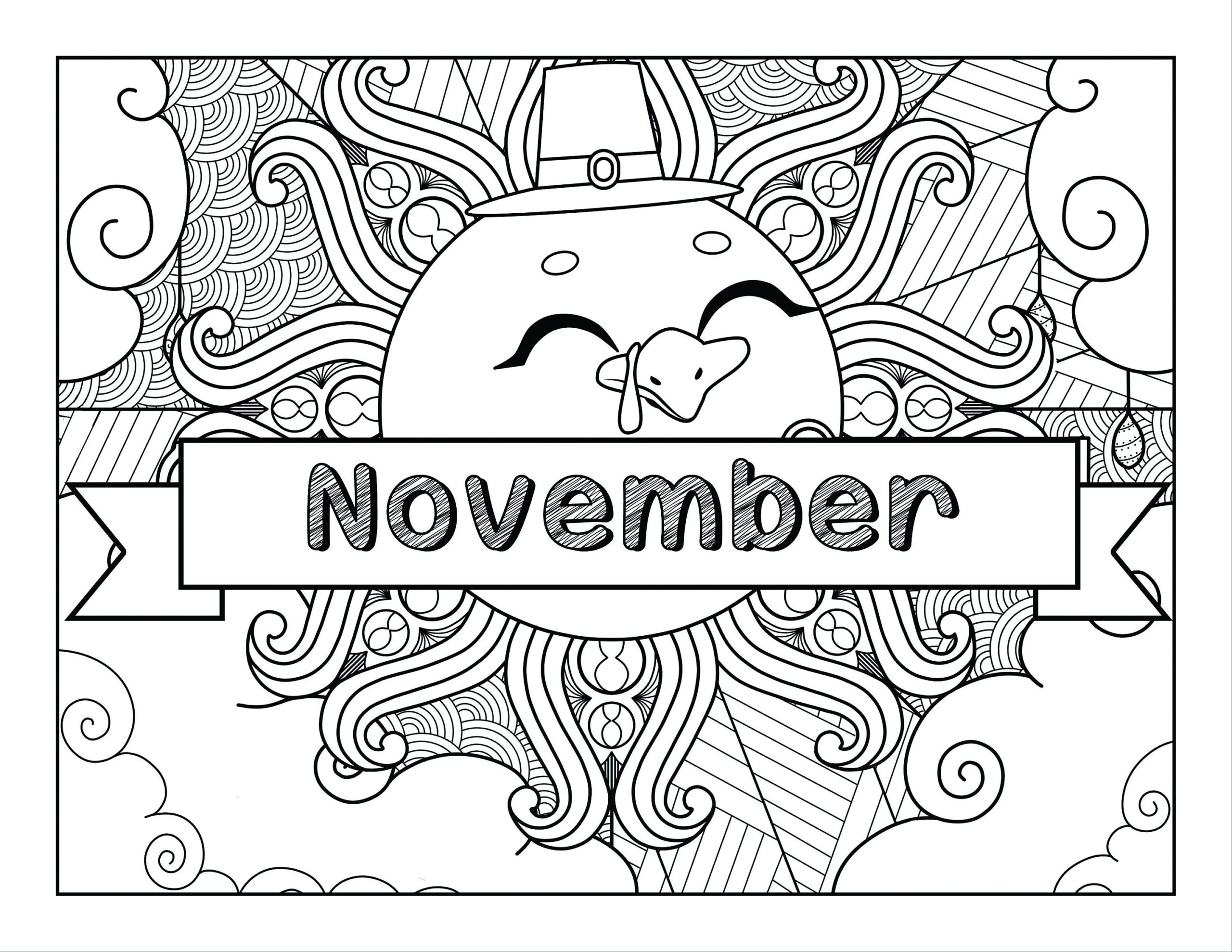 November Coloring Pages For Adults 2 Printable Coloring Pages Instant Download JPG