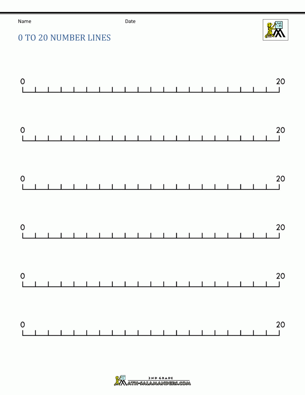 Printable Number Line 1-20 Free
