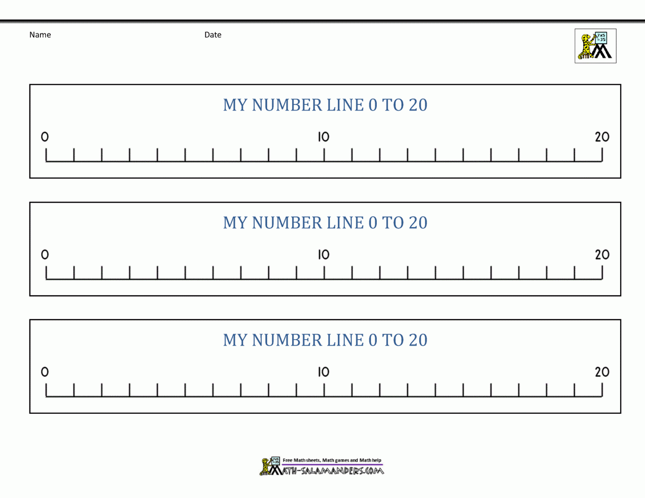 Number Line 0 To 20 Printables