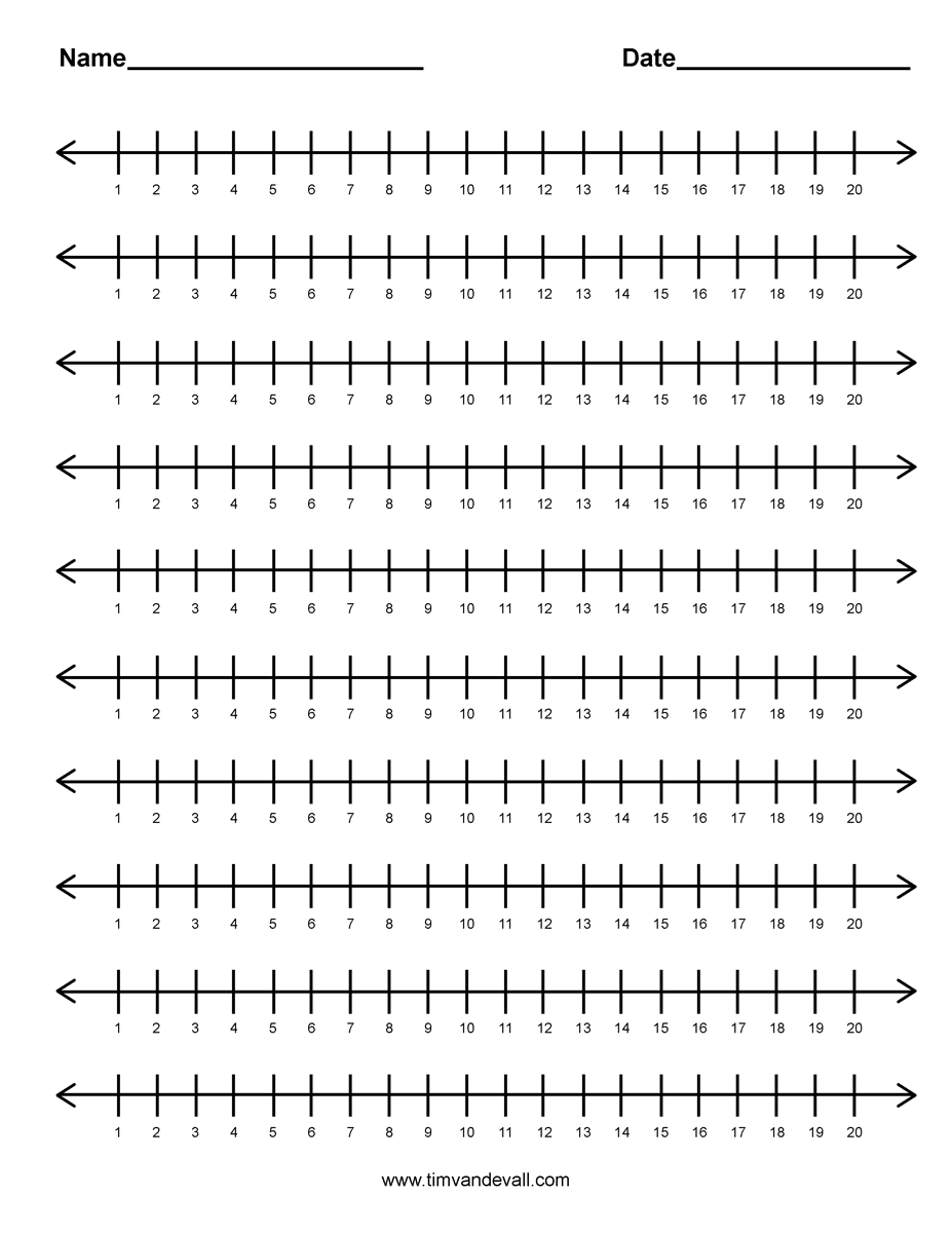 Number Line 1-20 Free Printable