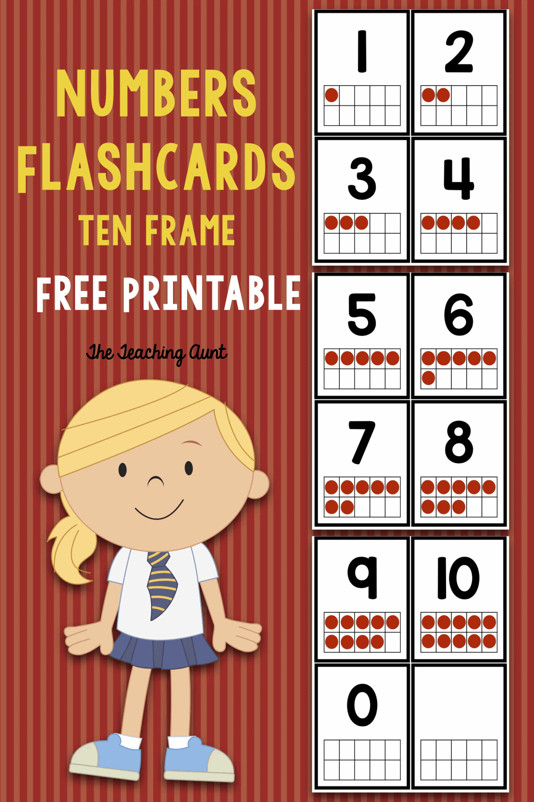 Numbers Flashcards Ten Frame The Teaching Aunt