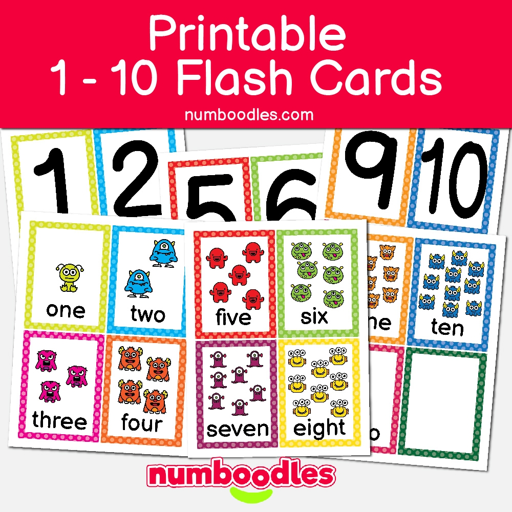 Numeracy Flash Cards Numbers 1 10 Color Numboodles