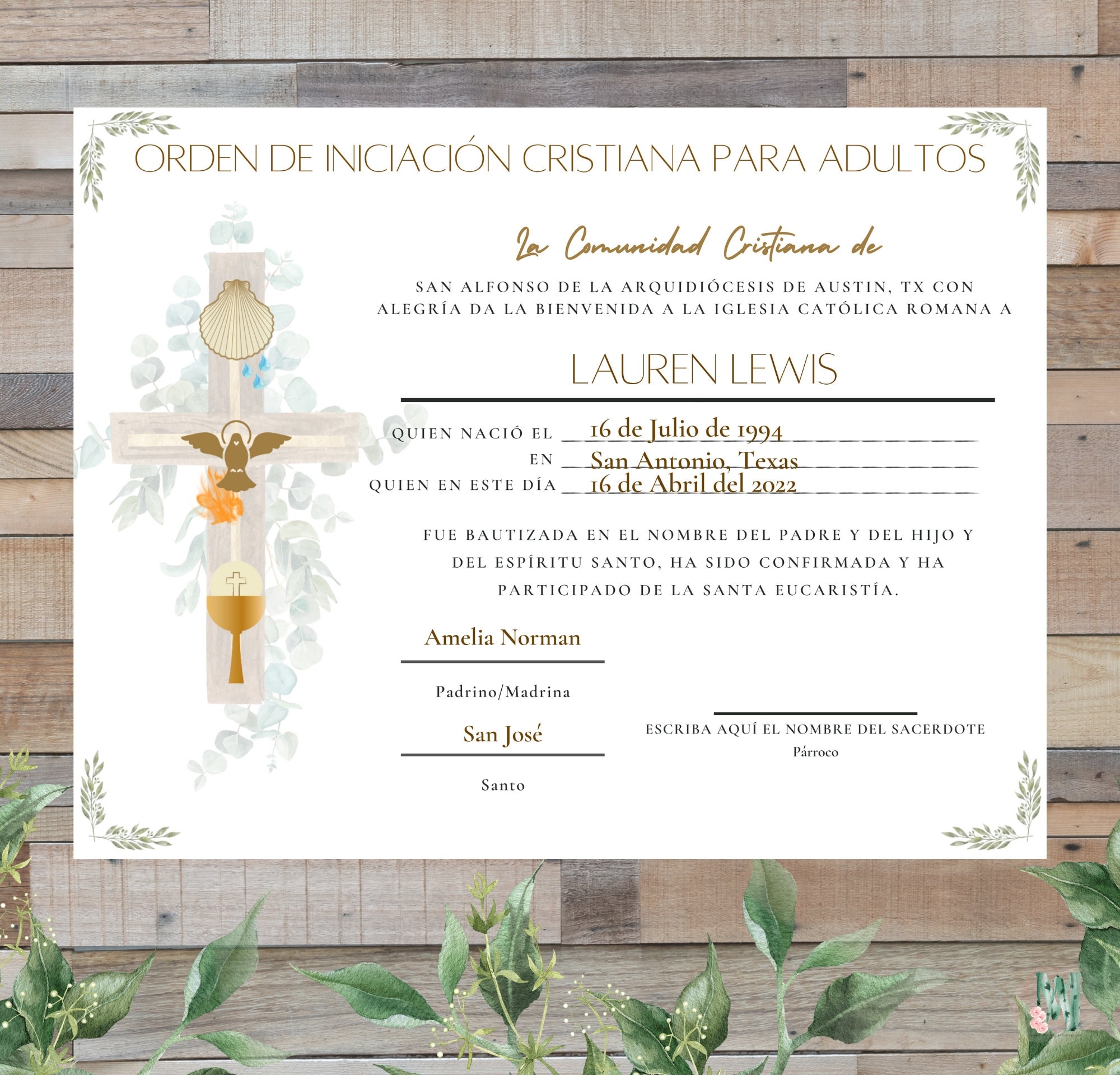 OCIA Certificate For Catechumens Order Of Christian Initiation Of Adults Certificate RCIA Coordinator Resource First Communion Certificate Etsy Ireland
