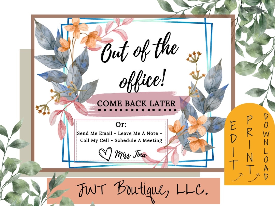 Office Signs For Wall Out Of Office Sign Template Printable Office Signs Dormroom Sign Classroom Templates Editable Gifts For Teachers Etsy