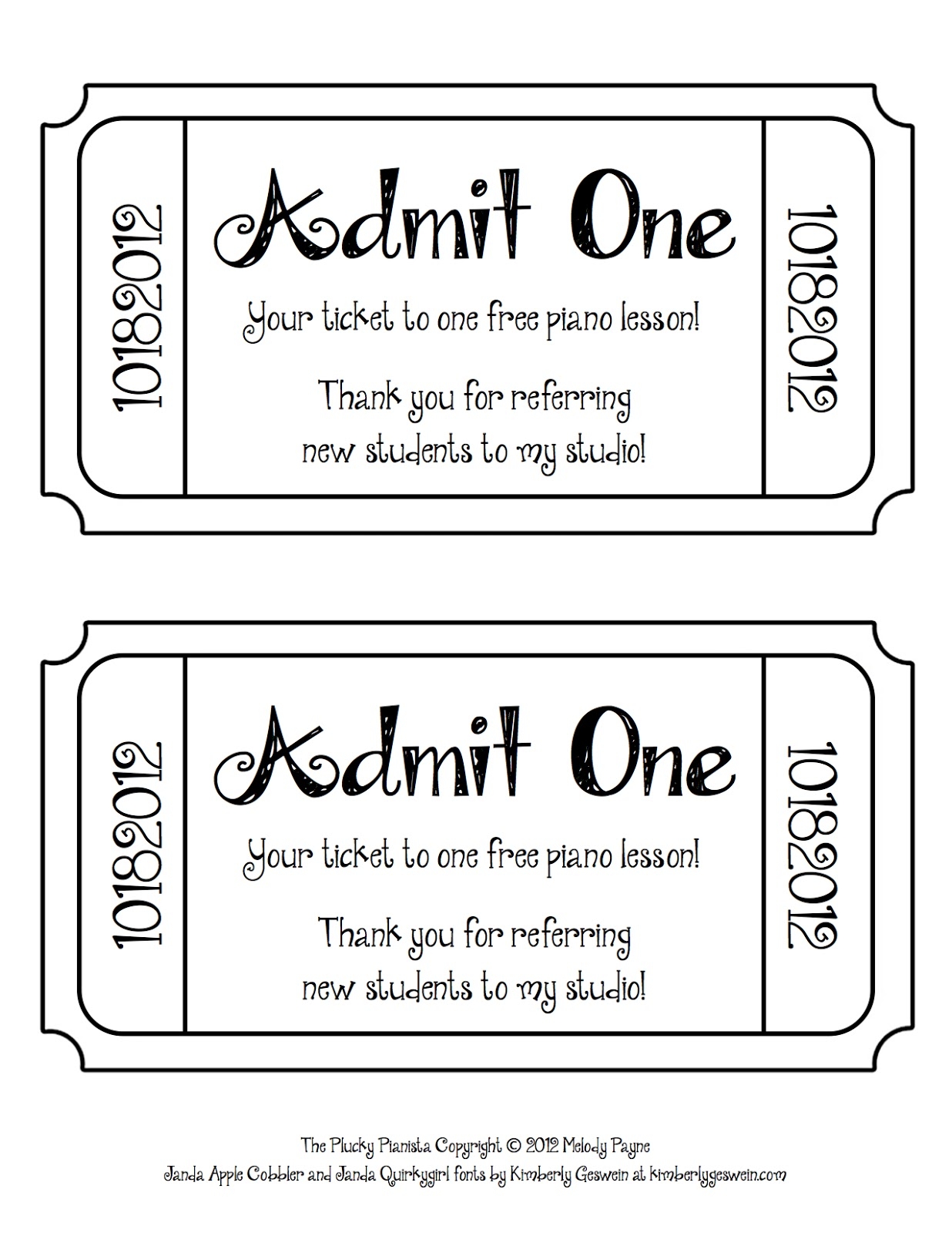 One Free Ticket Template Clip Art Library Worksheets Library