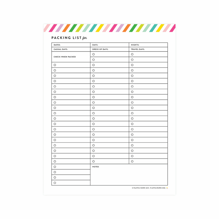 Packing List Printable Hey Linz
