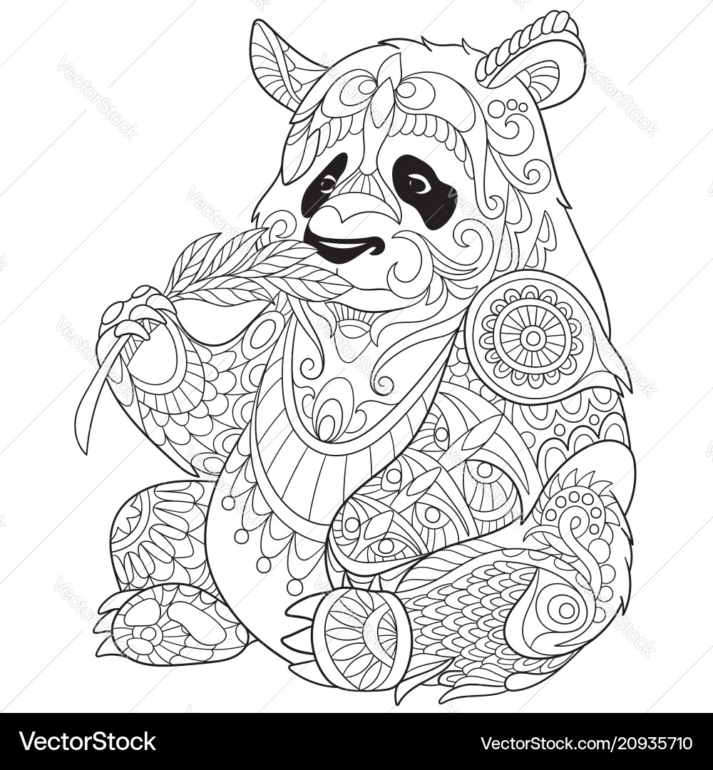 Panda Coloring Page Royalty Free Vector Image VectorStock