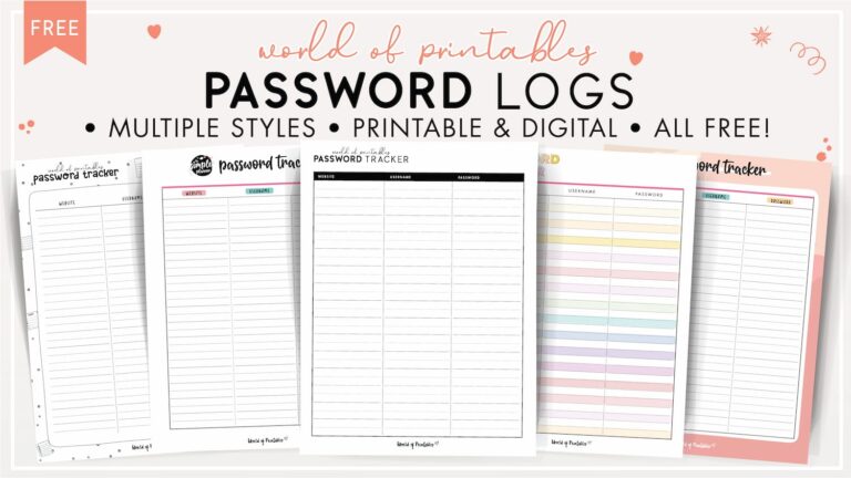 Password Logs 25 Free Password Templates World Of Printables